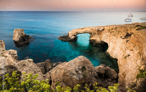 Beautiful beach view. Beautiful natural rock arch in Ayia Napa on Cyprus island
 photo