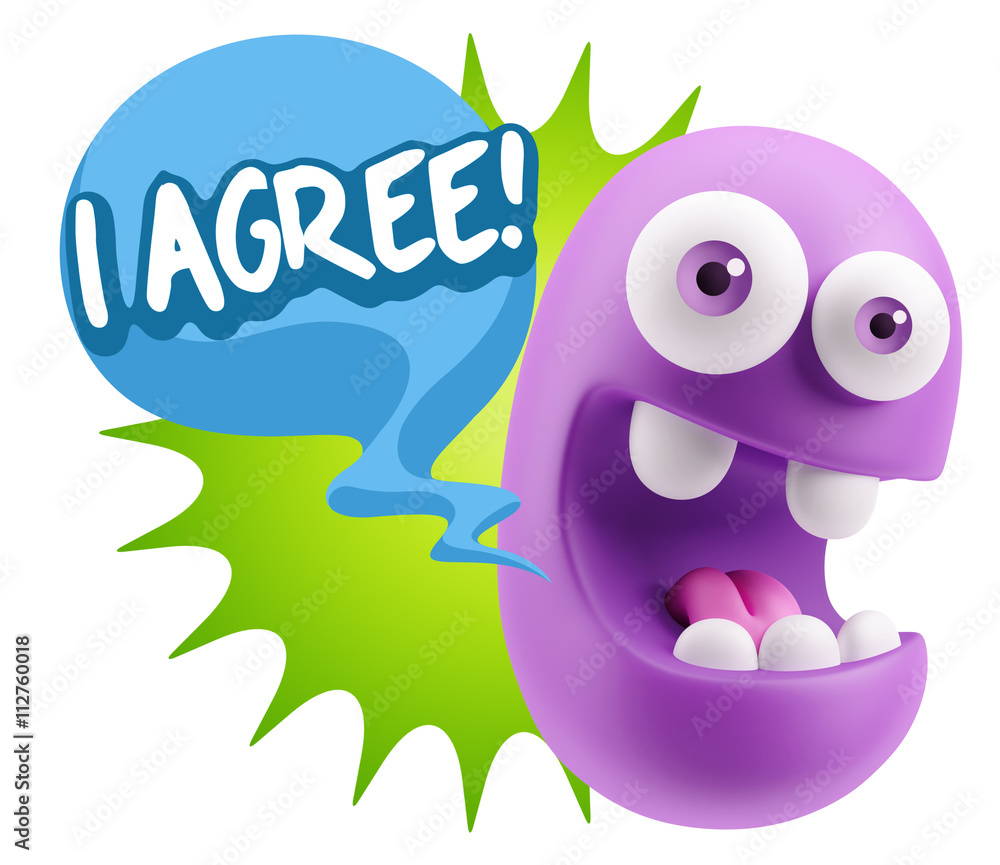 3d Illustration Laughing Character Emoji Expression saying I Agr 3d Illustration Laughing Character Emoji Expression saying I Agr