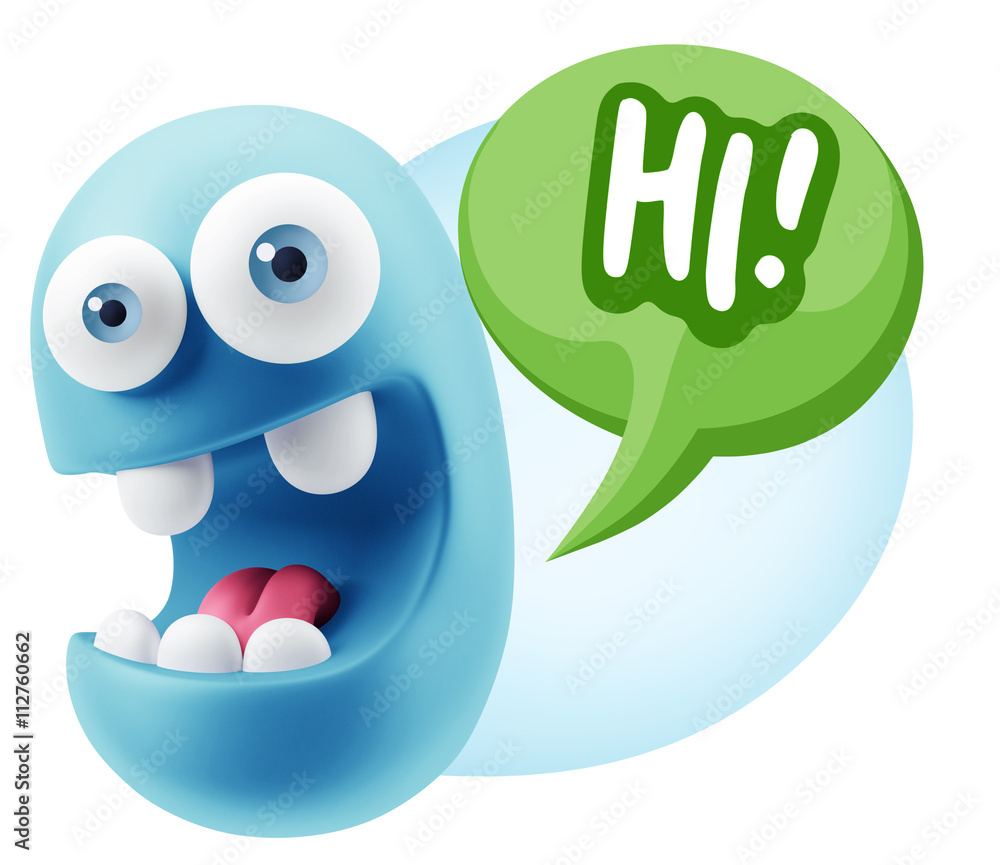 Obraz premium 3d Illustration Laughing Character Emoji Expression saying Hi wi