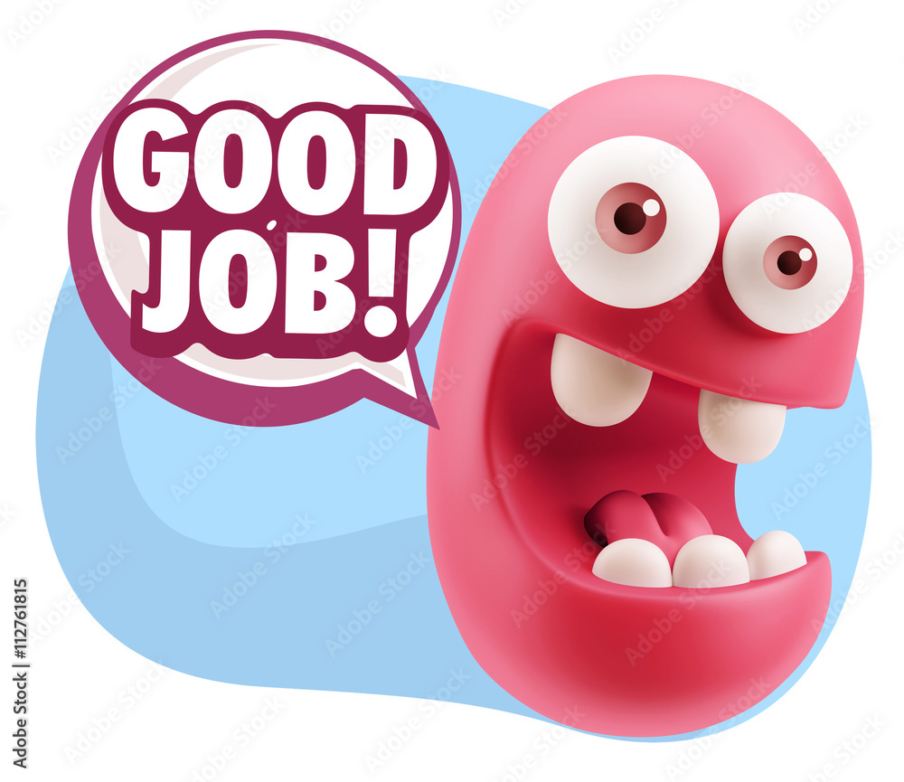 3d Rendering Smile Character Emoticon Expression saying Good Job 3d Rendering Smile Character Emoticon Expression saying Good Job