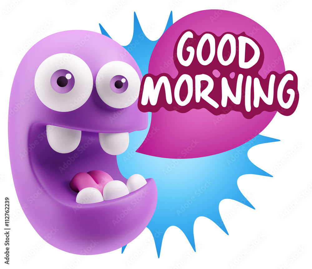 3d Rendering Smile Character Emoticon Expression saying Good Mor 3d Rendering Smile Character Emoticon Expression saying Good Mor