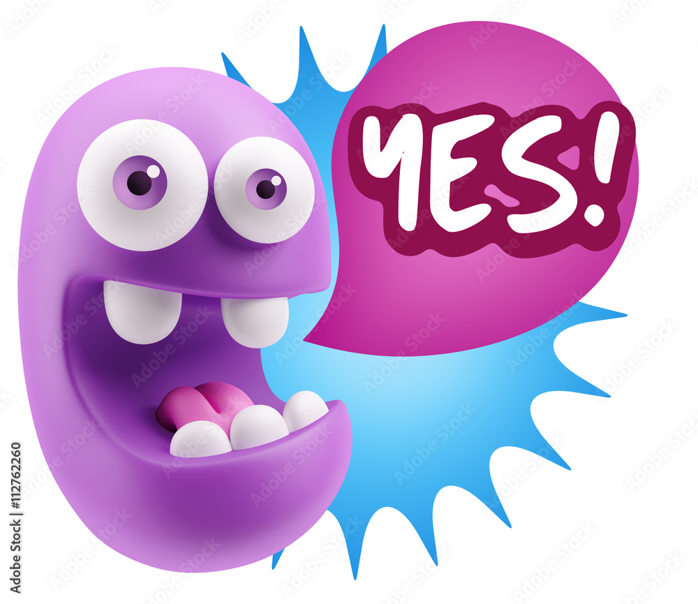 3d Rendering Smile Character Emoticon Expression saying Yes with 3d Rendering Smile Character Emoticon Expression saying Yes with