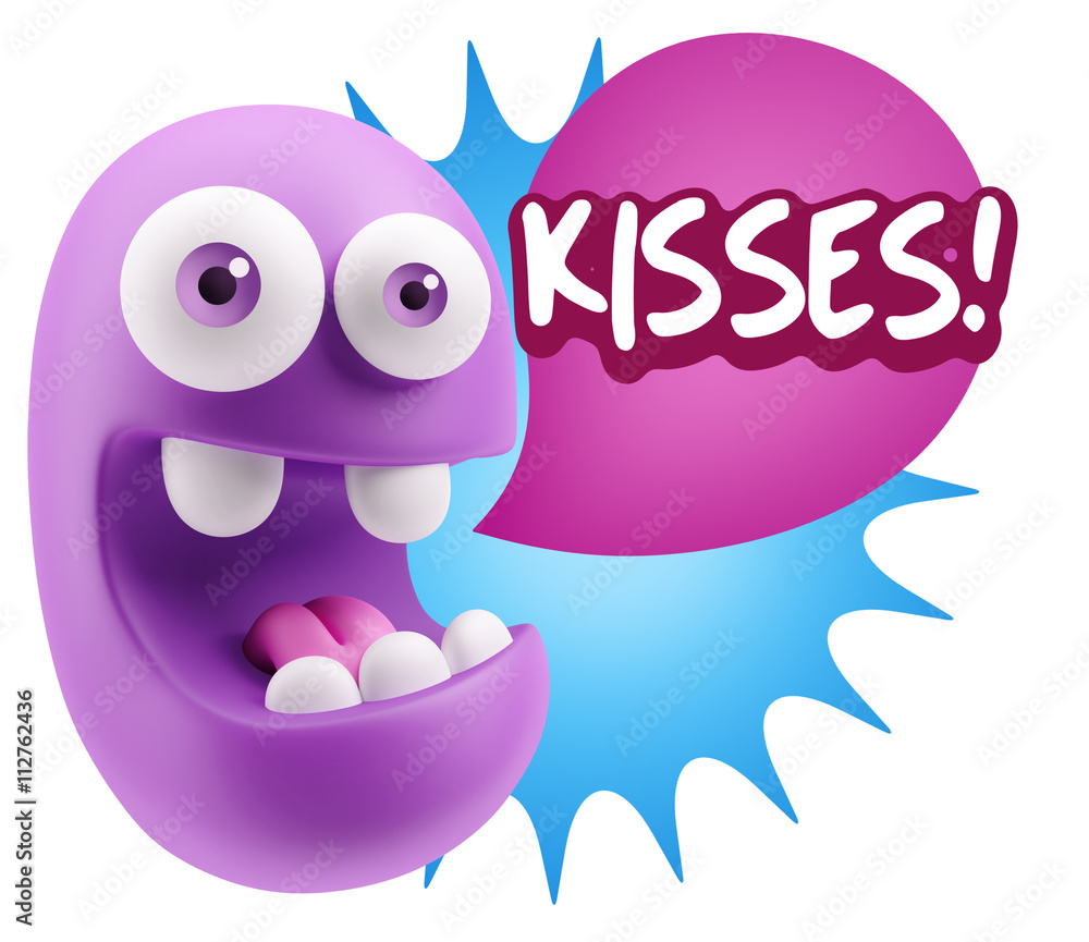 3d Rendering Smile Character Emoticon Expression saying Kisses w 3d Rendering Smile Character Emoticon Expression saying Kisses w