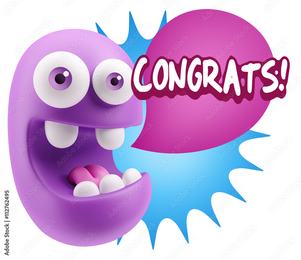 3d Rendering Smile Character Emoticon Expression saying Congrats 3d Rendering Smile Character Emoticon Expression saying Congrats