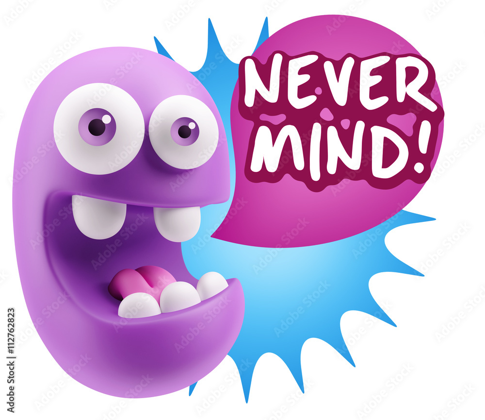 3d Rendering Smile Character Emoticon Expression saying Never Mi 3d Rendering Smile Character Emoticon Expression saying Never Mi