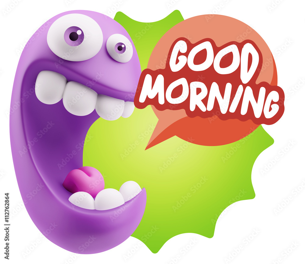 3d Rendering Smile Character Emoticon Expression saying Good Mor 3d Rendering Smile Character Emoticon Expression saying Good Mor