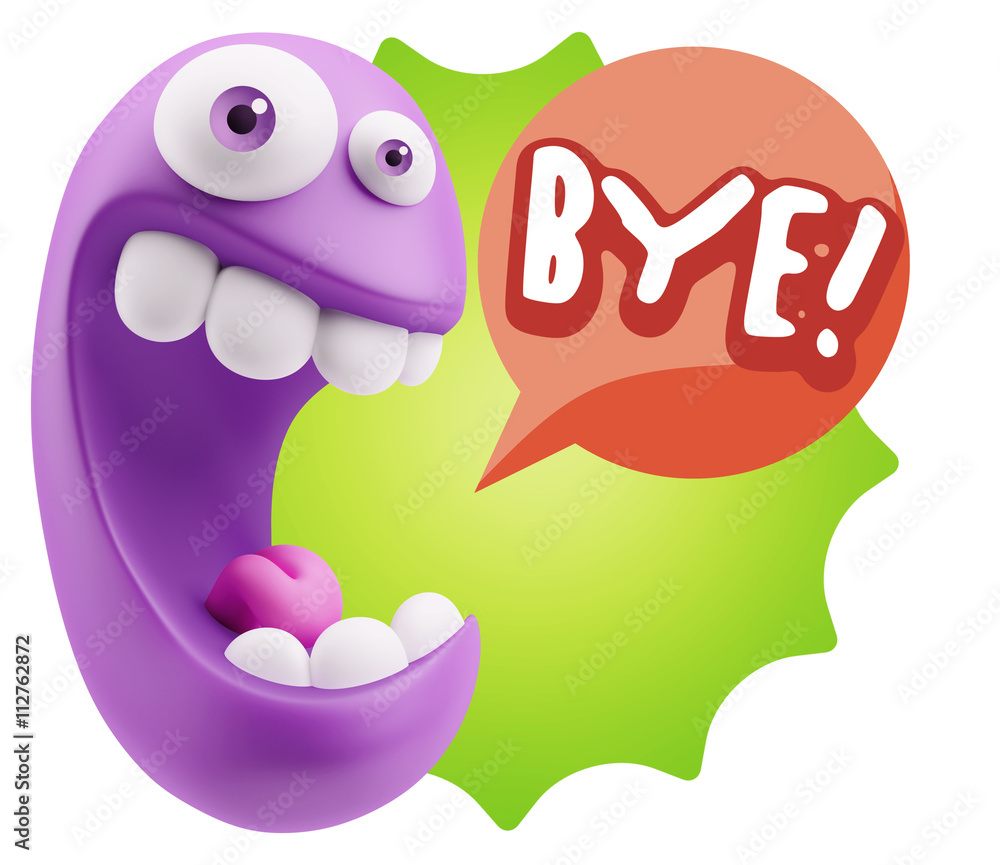 3d Illustration Laughing Character Emoji Expression saying Bye w 3d Illustration Laughing Character Emoji Expression saying Bye w
