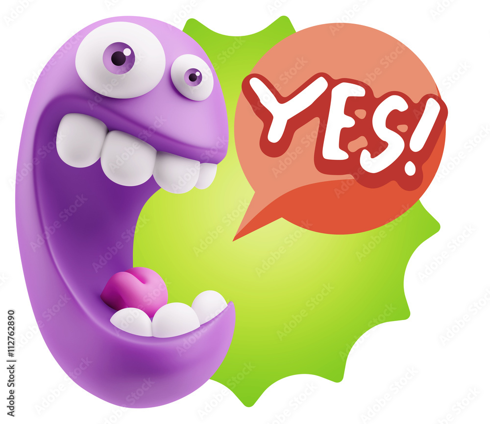 3d Rendering Smile Character Emoticon Expression saying Yes with 3d Rendering Smile Character Emoticon Expression saying Yes with