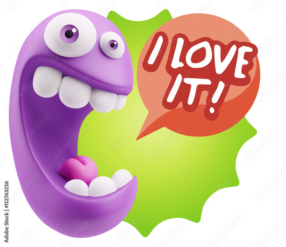 3d Rendering Smile Character Emoticon Expression saying I Love I 3d Rendering Smile Character Emoticon Expression saying I Love I