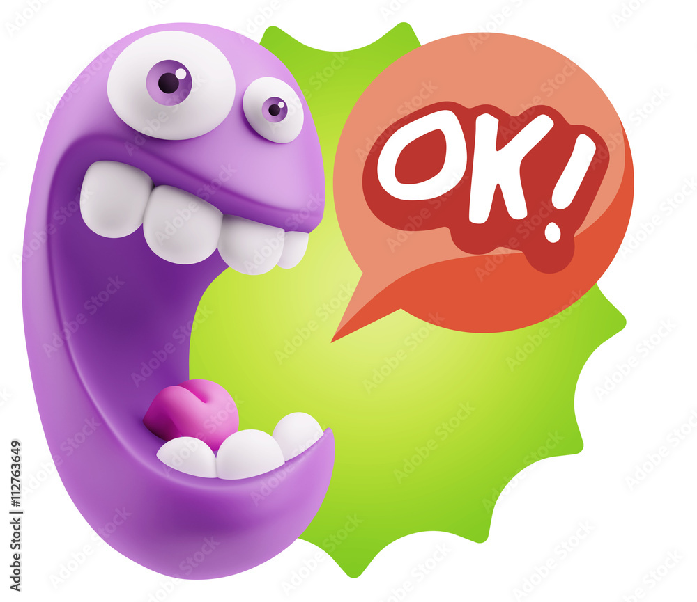 3d Rendering Smile Character Emoticon Expression saying Ok with 3d Rendering Smile Character Emoticon Expression saying Ok with