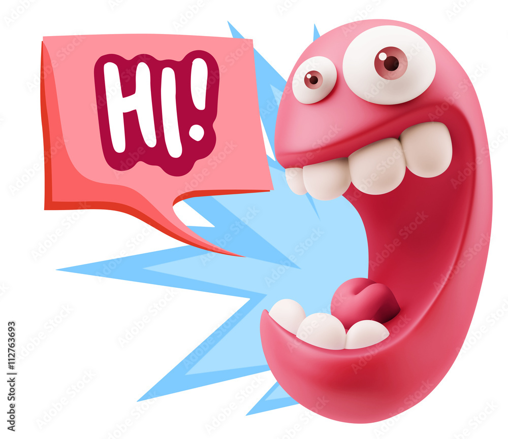 Obraz premium 3d Illustration Laughing Character Emoji Expression saying Hi wi