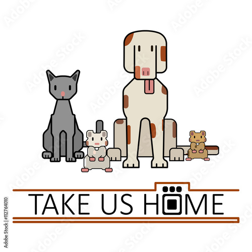 Outline illustration of homeless animals