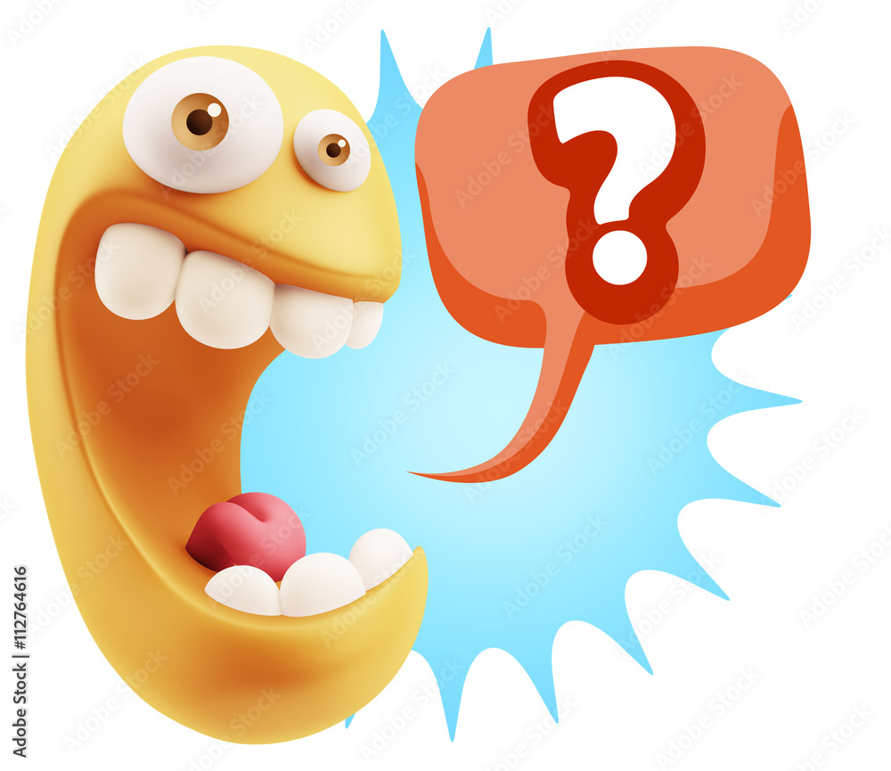 3d Illustration Laughing Character Emoji Expression saying ? wit 3d Illustration Laughing Character Emoji Expression saying ? wit