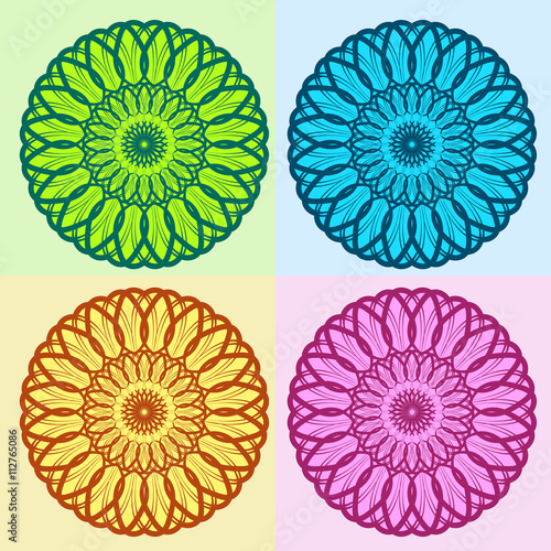 Vector Color Floral Mandala Set