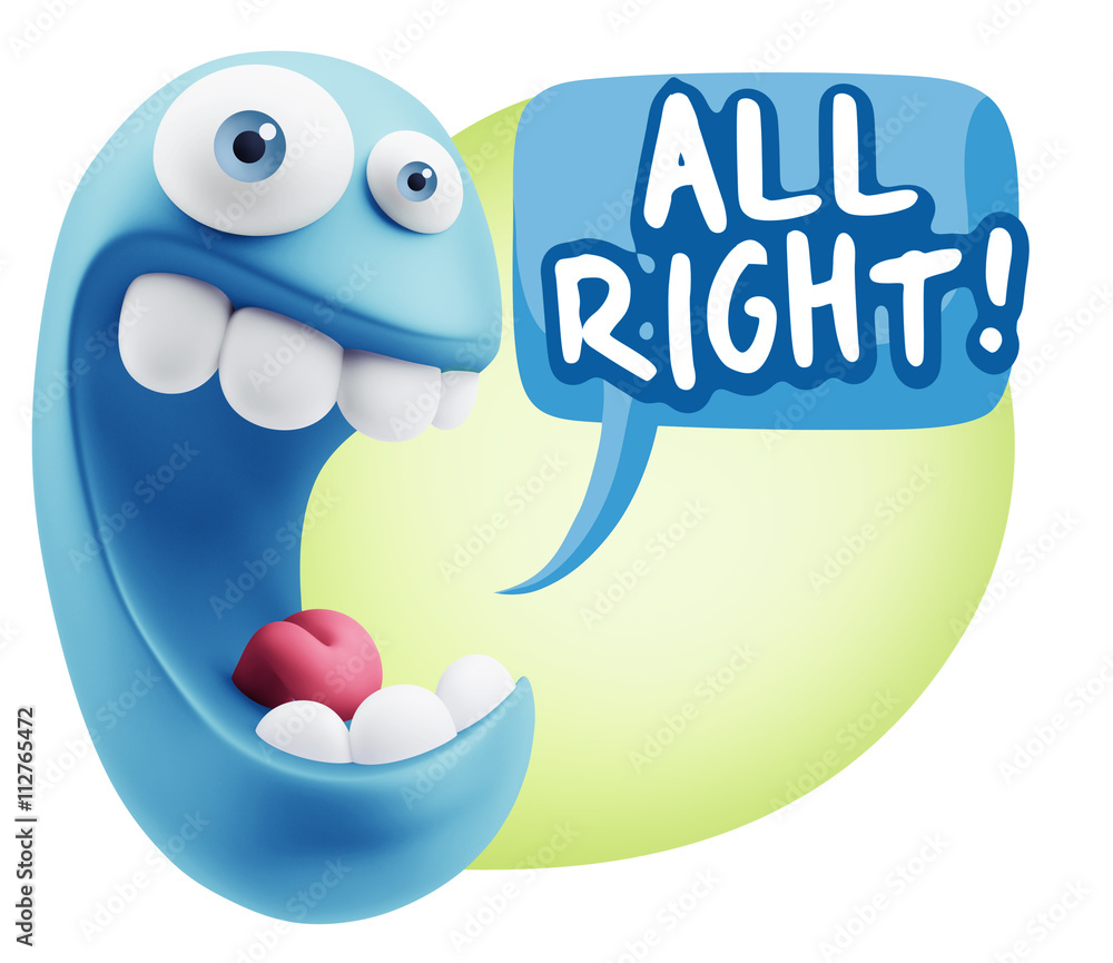 3d Rendering Smile Character Emoticon Expression saying All Righ 3d Rendering Smile Character Emoticon Expression saying All Righ