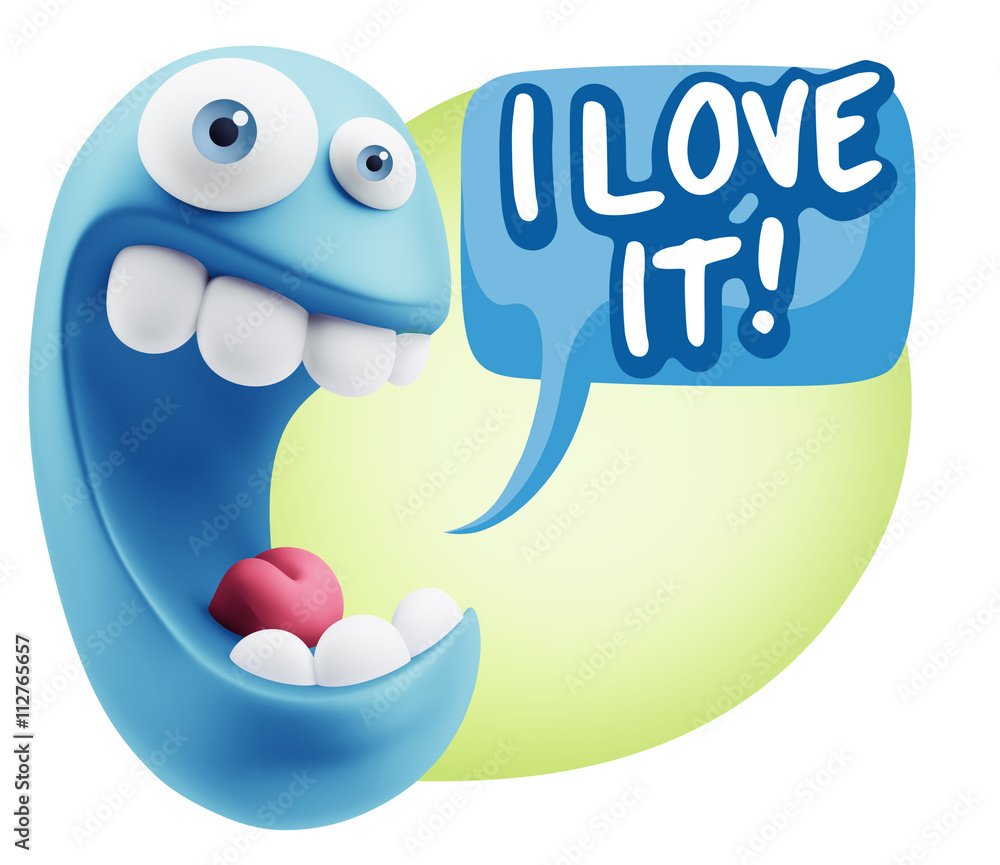 3d Rendering Smile Character Emoticon Expression saying I Love I 3d Rendering Smile Character Emoticon Expression saying I Love I