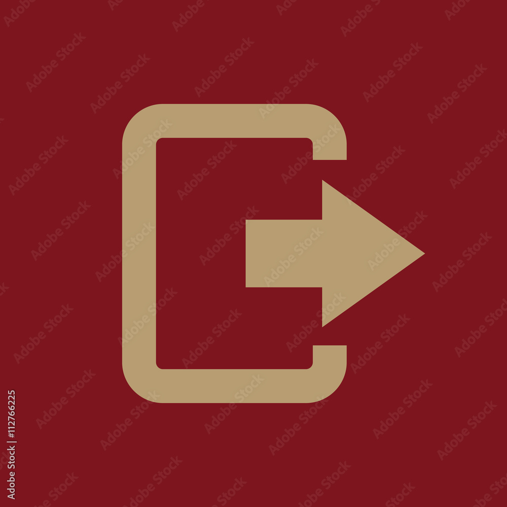 The exit bag icon. Logout and output, outlet, out symbol. Flat The exit bag icon. Logout and output, outlet, out symbol. Flat
