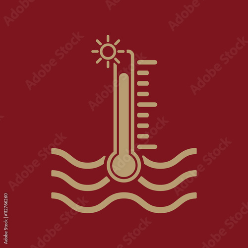 The warm water temperature icon. Hot liquid symbol. Flat