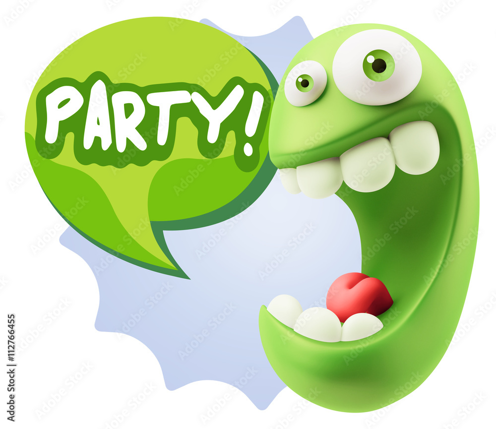 3d Rendering Smile Character Emoticon Expression saying Party wi 3d Rendering Smile Character Emoticon Expression saying Party wi