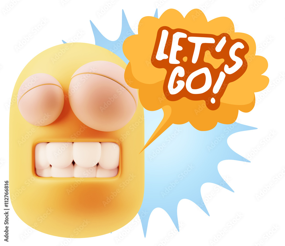 3d Rendering Smile Character Emoticon Expression saying Let'S Go 3d Rendering Smile Character Emoticon Expression saying Let'S Go