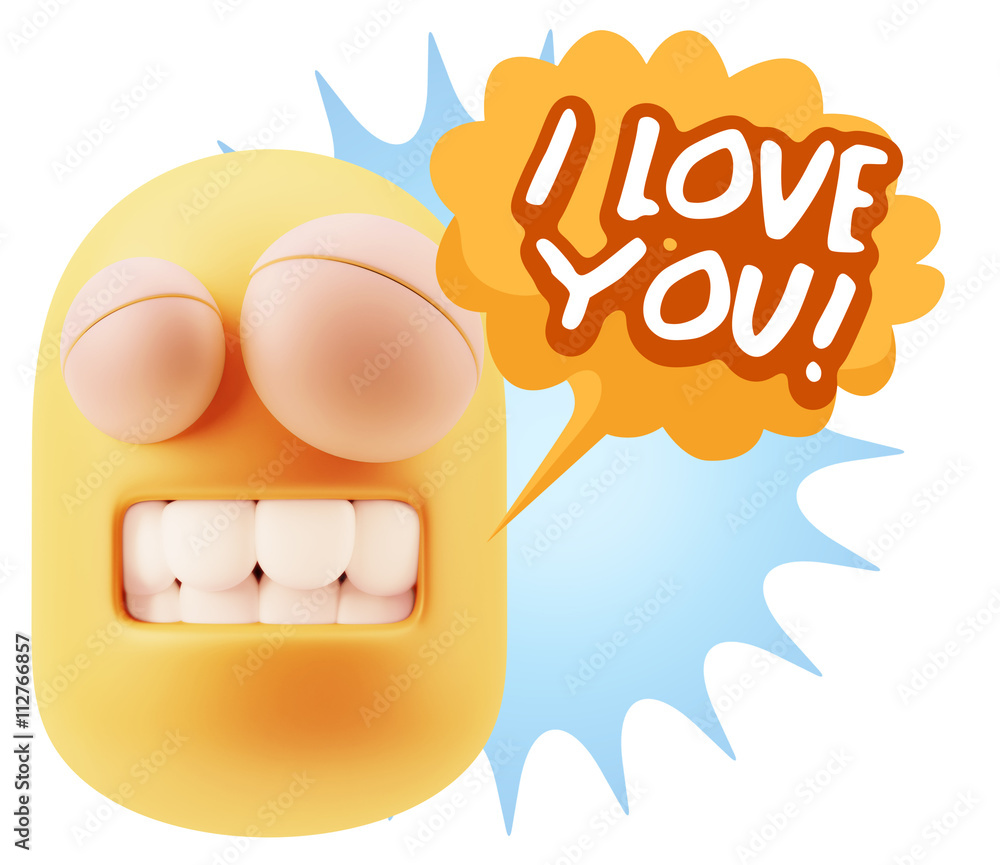 3d Rendering Smile Character Emoticon Expression saying I Love Y 3d Rendering Smile Character Emoticon Expression saying I Love Y