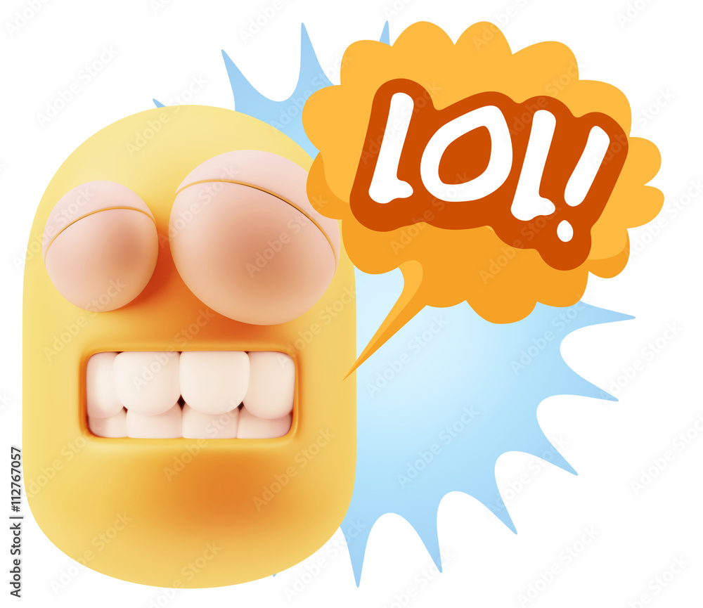 3d Illustration Laughing Character Emoji Expression saying Lol w 3d Illustration Laughing Character Emoji Expression saying Lol w