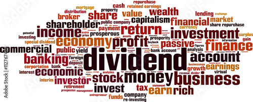 Dividend word cloud concept. Vector illustration