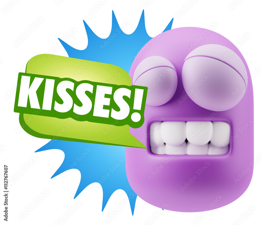 3d Rendering Smile Character Emoticon Expression saying Kisses w 3d Rendering Smile Character Emoticon Expression saying Kisses w