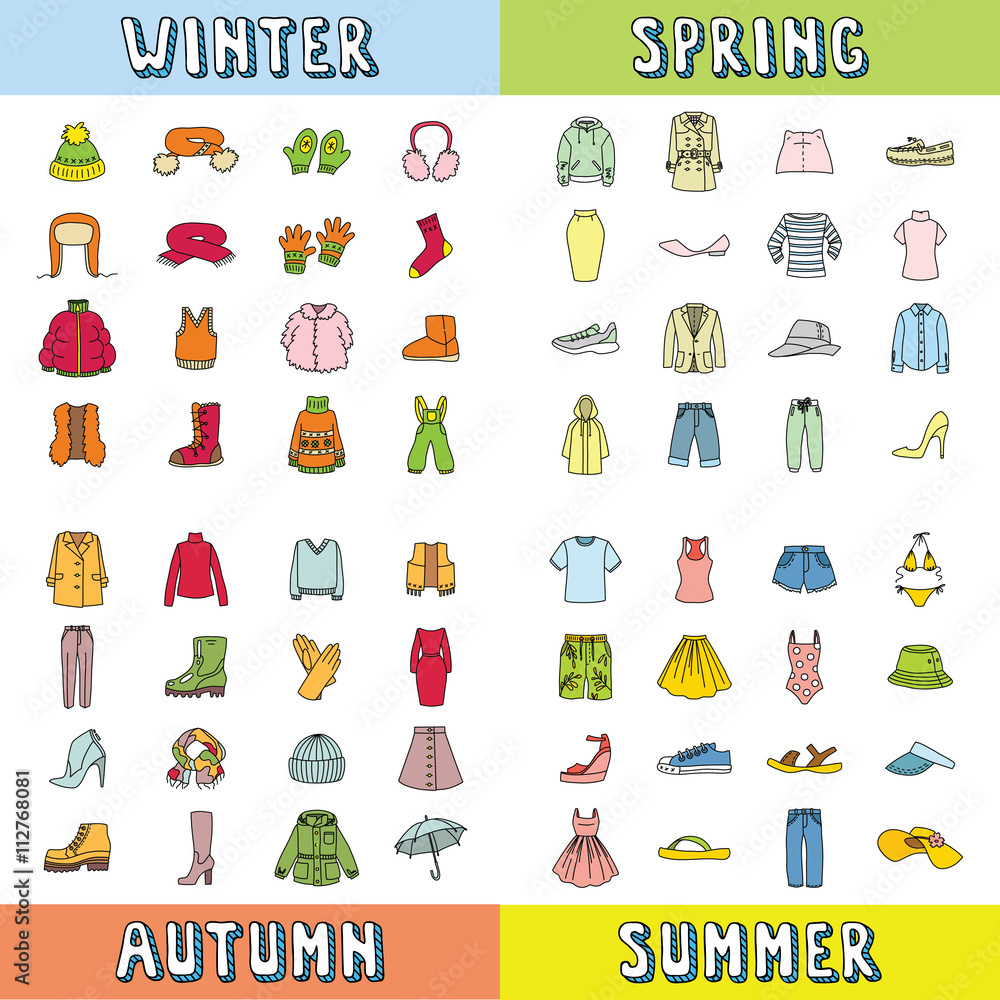 clothing icons (winter, spring, summer ...