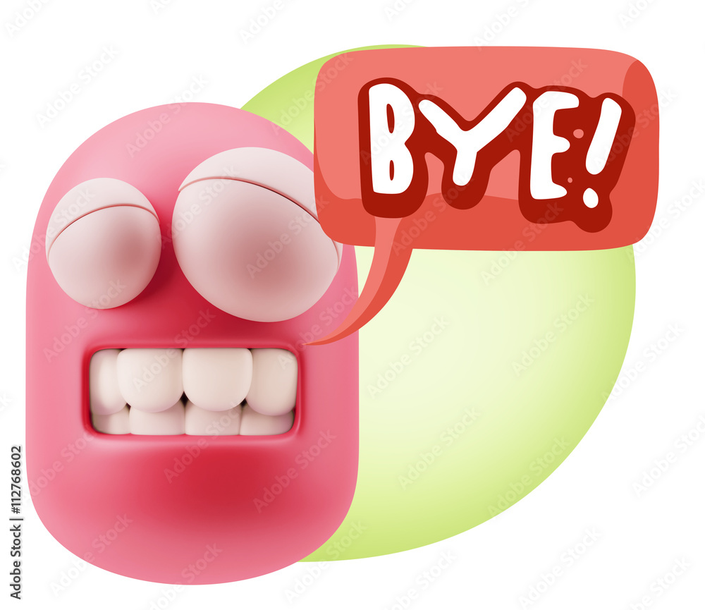 3d Illustration Laughing Character Emoji Expression saying Bye w 3d Illustration Laughing Character Emoji Expression saying Bye w