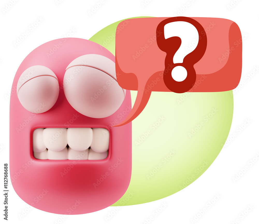 3d Illustration Laughing Character Emoji Expression saying ? wit 3d Illustration Laughing Character Emoji Expression saying ? wit
