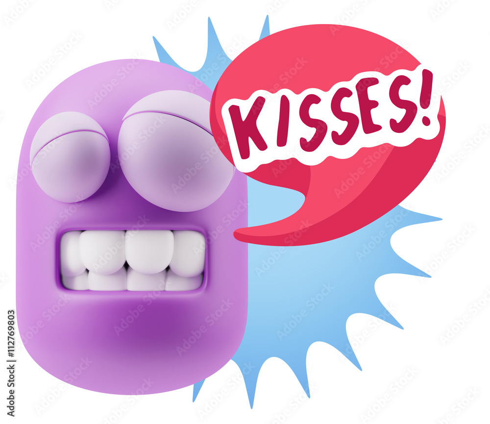 3d Rendering Smile Character Emoticon Expression saying Kisses w 3d Rendering Smile Character Emoticon Expression saying Kisses w