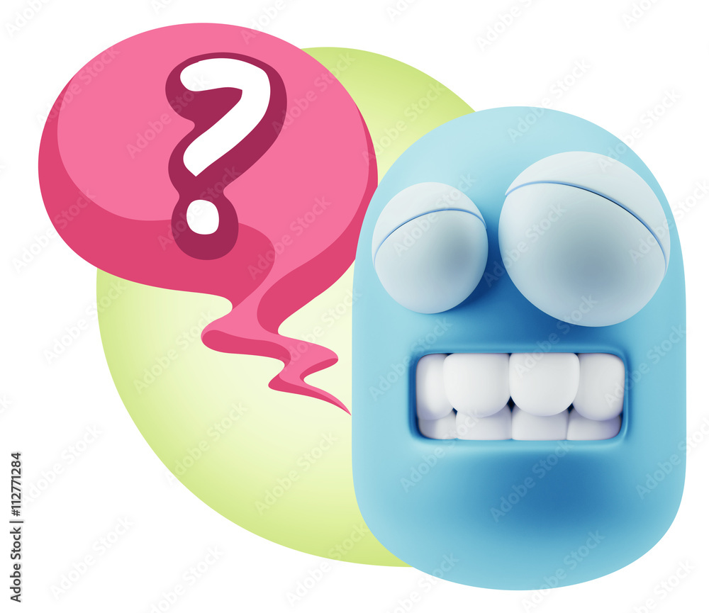 3d Illustration Laughing Character Emoji Expression saying ? wit 3d Illustration Laughing Character Emoji Expression saying ? wit
