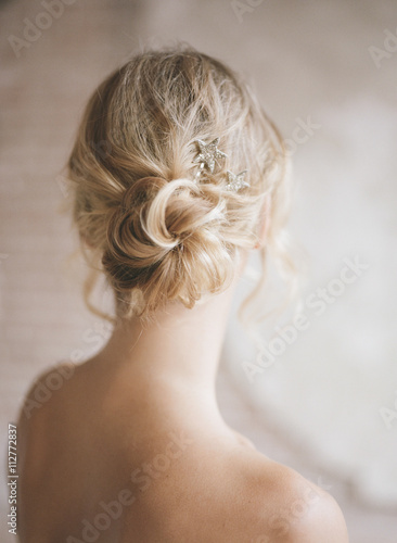 Rear view of blonde hairstyle