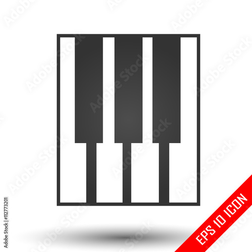 Piano keys icon. Simple flat logo of piano keys on white background. Vector illustration.