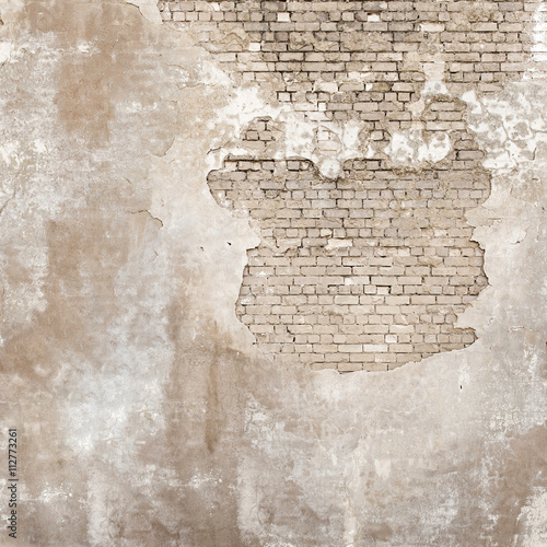 abandoned grunge cracked brick stucco wall background