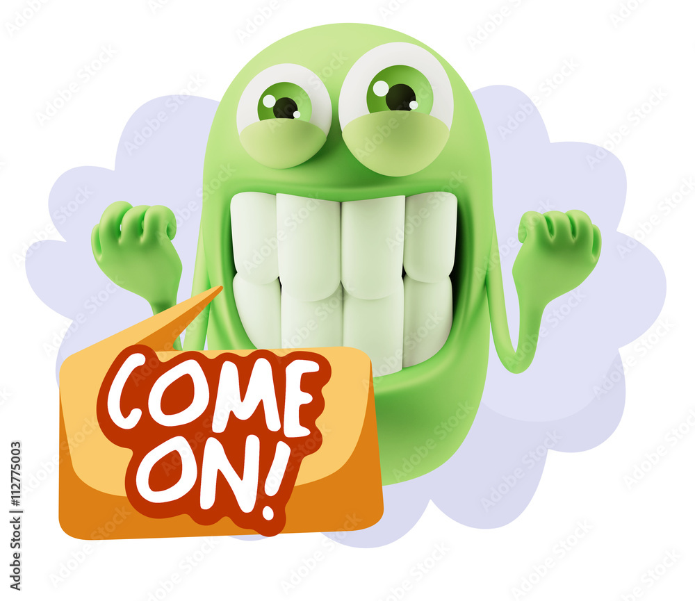 3d Illustration Laughing Character Emoji Expression saying Come 3d Illustration Laughing Character Emoji Expression saying Come