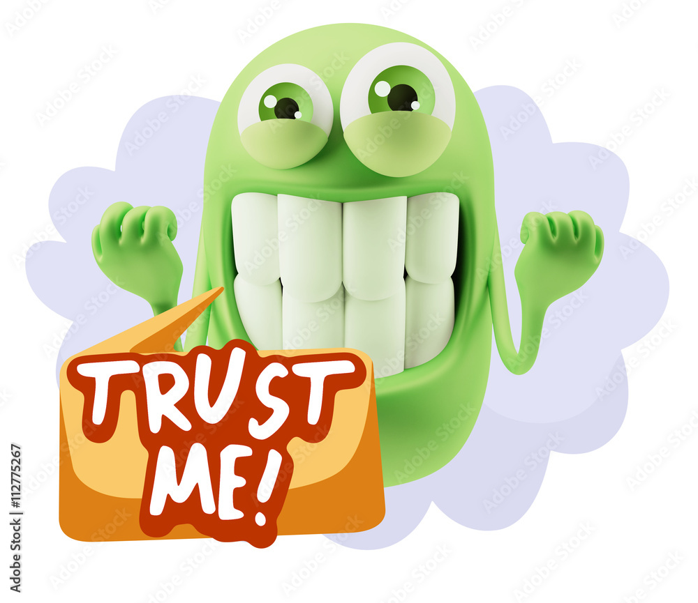 3d Illustration Laughing Character Emoji Expression saying Trust 3d Illustration Laughing Character Emoji Expression saying Trust