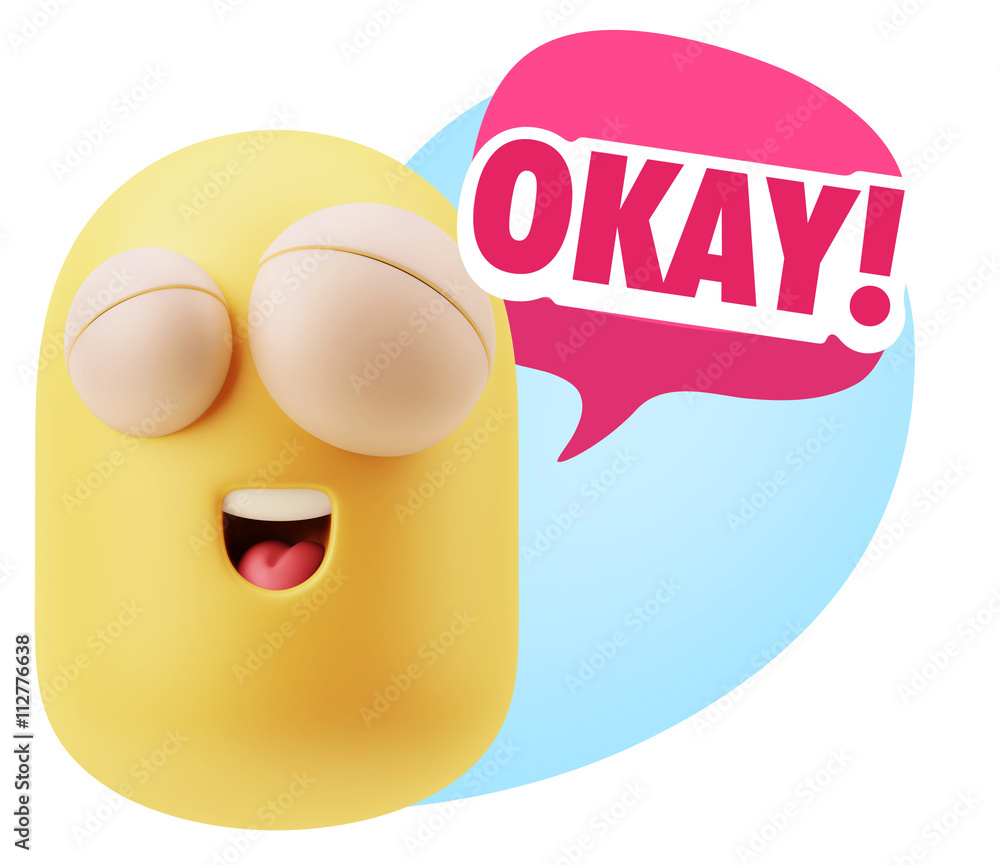3d Illustration Laughing Character Emoji Expression saying Okay 3d Illustration Laughing Character Emoji Expression saying Okay