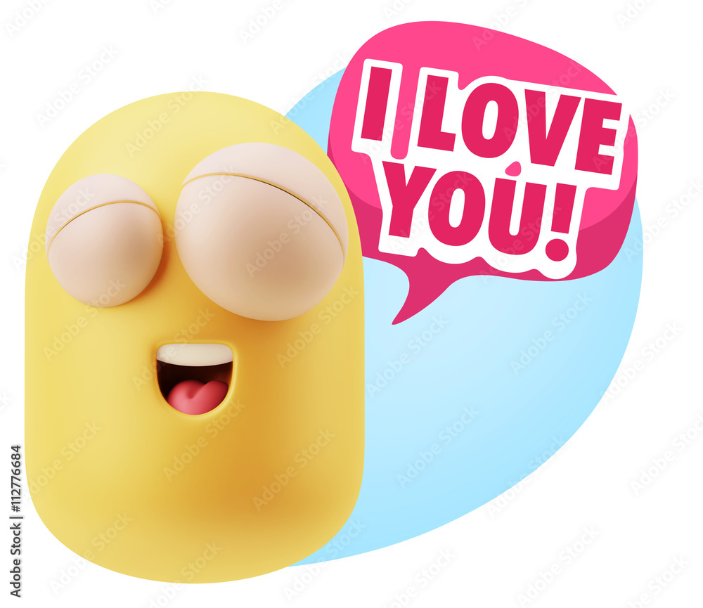 3d Rendering Smile Character Emoticon Expression saying I Love Y 3d Rendering Smile Character Emoticon Expression saying I Love Y