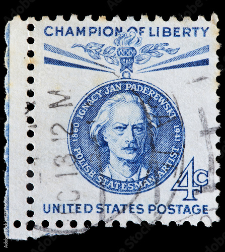 USA used postage stamp showing portrait of Ignacy Jan Paderewski photo