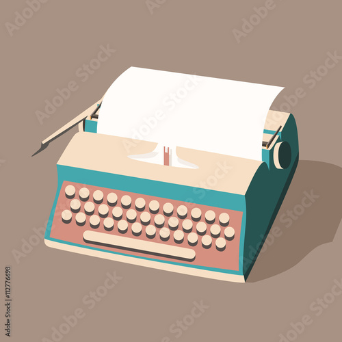 Vintage typewriter. Vector illustration. Isolated background