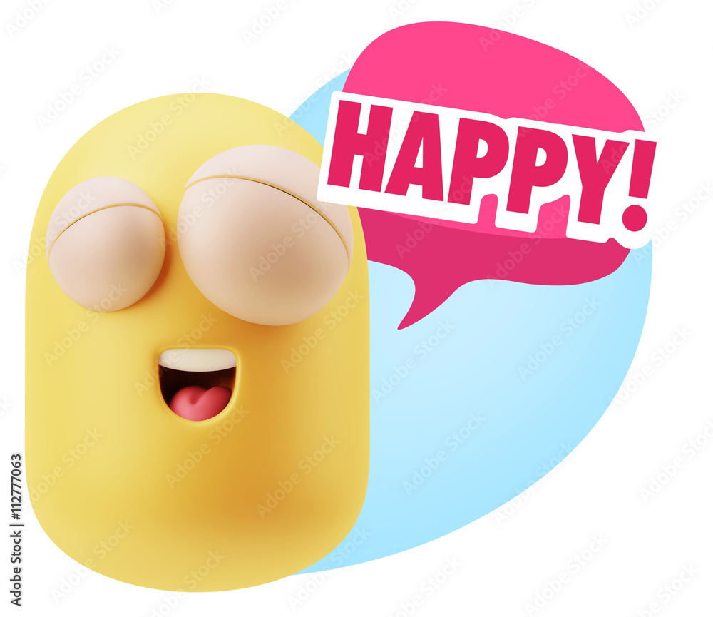3d Rendering Smile Character Emoticon Expression saying Happy wi 3d Rendering Smile Character Emoticon Expression saying Happy wi