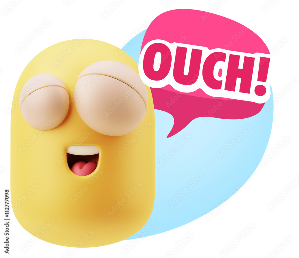 3d Illustration Laughing Character Emoji Expression saying Ouch 3d Illustration Laughing Character Emoji Expression saying Ouch