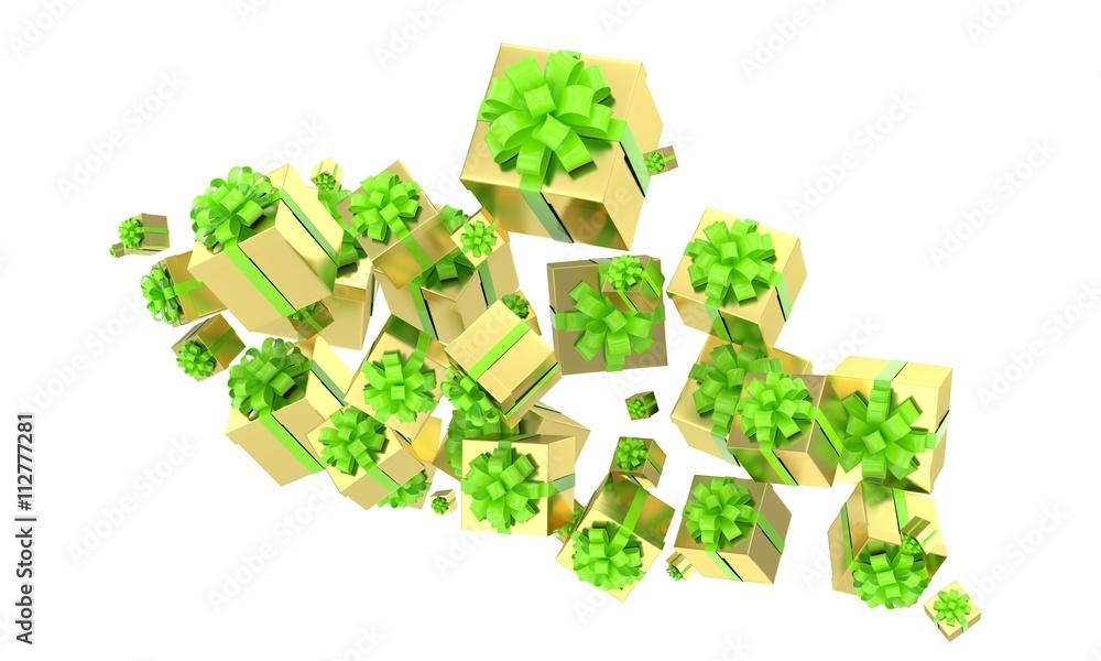 flying gift boxes on white. 3d rendering. flying gift boxes on white. 3d rendering.