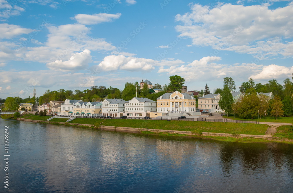 Embankment of Tvertsa in an old provincial town of Torzhok Embankment of Tvertsa in an old provincial town of Torzhok