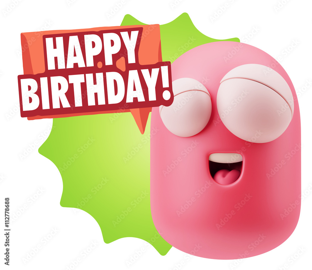 3d Rendering Smile Character Emoticon Expression saying Happy Bi 3d Rendering Smile Character Emoticon Expression saying Happy Bi