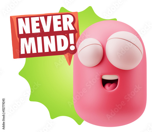 Foto 3d Rendering Smile Character Emoticon Expression saying Never Mi