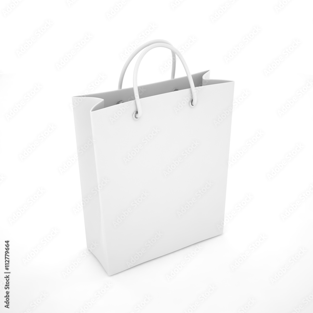 Paper Shopping Bag isolated on white background. 3d rendering. Paper Shopping Bag isolated on white background. 3d rendering.