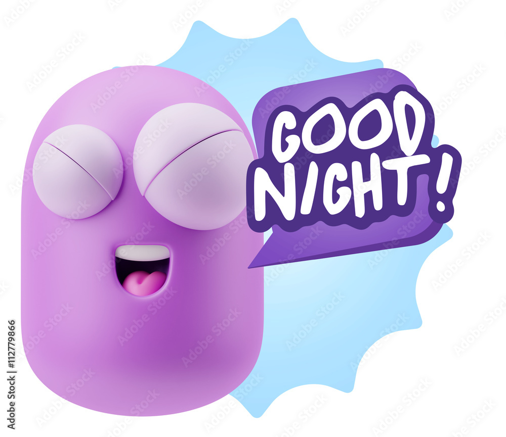 3d Rendering Smile Character Emoticon Expression saying Good Nig 3d Rendering Smile Character Emoticon Expression saying Good Nig